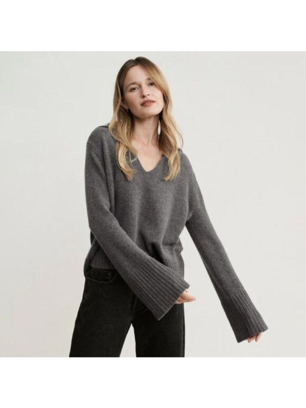 Jenni Kayne Frances Cashmere Sweater in Grey Size S